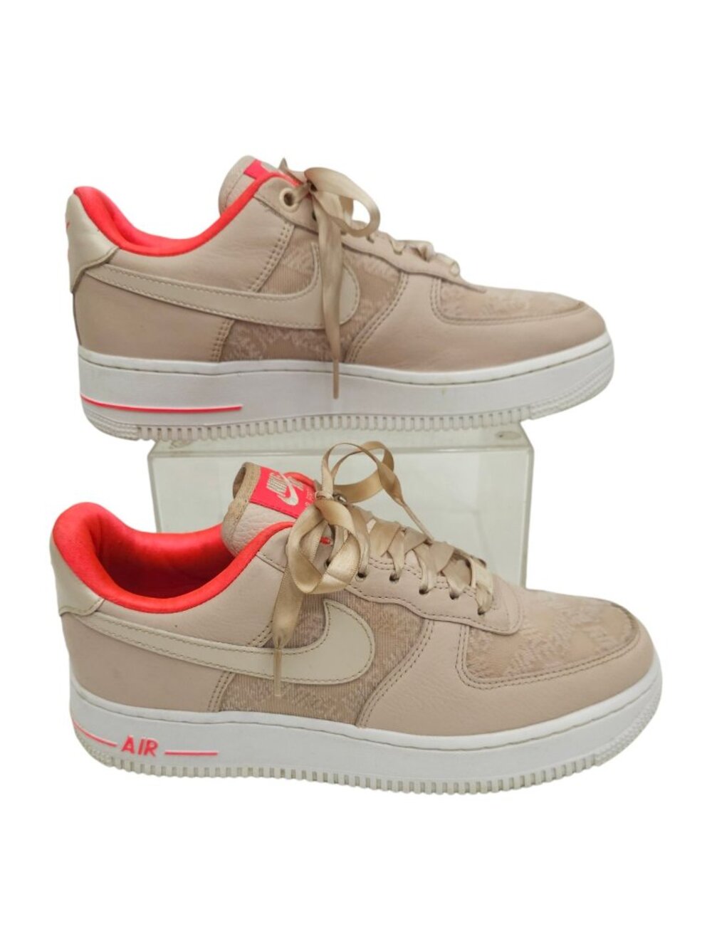 Nike Air Force 1 ‘07 Fossil Stone Laser Crimson Womens Size 8 Chunky DQ7782-200